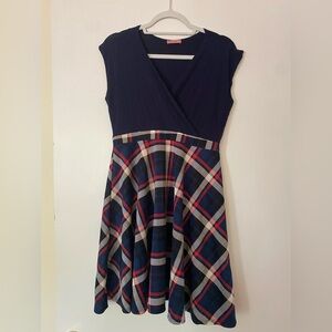 Hello MIZ Navy and Red Checkered Maternity Dress